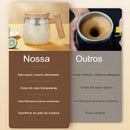 Caneca com Misturador Elétrico Automático para bebidas com tampa de bamboo